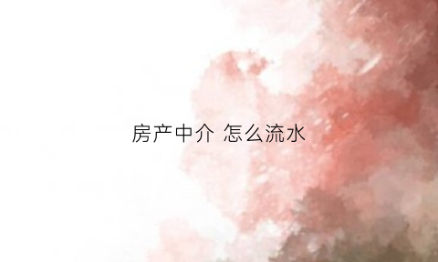 房产中介怎么流水(房产中介怎么搞定银行流水)